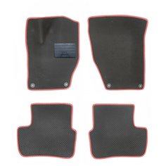 Автомобильные коврики салона Autodefender EVA c пластиковым подпятником для Peugeot 308 I 2008 - 2014 (комплект 5 шт.) черный ромб с красным кантом