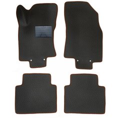 Автомобильные коврики салона Autodefender EVA c пластиковым подпятником для Nissan X-Trail (T32) 2013 - наст. Время (комплект 5 шт.) черный ромб с коричневым кантом