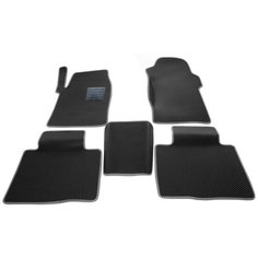 Автомобильные коврики салона Autodefender EVA c пластиковым подпятником (комлект 5 шт.) для УАЗ Патриот 2014 - наст. Время черный ромб с серым кантом