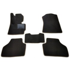 Автомобильные коврики салона Autodefender EVA c пластиковым подпятником для BMW Х4 (F26) 2014 - наст. время (комплект 5 шт.) черный ромб с коричневым кантом