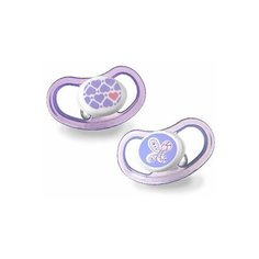 Tommee tippee Пустышки силиконовые C-Air от 3 до 9 мес, 2 шт (фиолетовые)