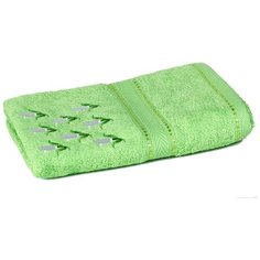 Махровое полотенце для лица и рук UTEX 100 х 50 см, лилии, Зелёное