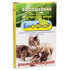 БиоФлоР ошейник от блох и клещей с экстрактами мяты, кавказской ромашки и пихтовым маслом для котят и щенков, 25 см