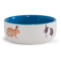 Миска Beeztees 801650 для кроликов, 300 мл белый/синий