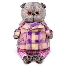 Мягкая игрушка Basik&Co Басик в пиджаке в сиреневую клетку 22 см