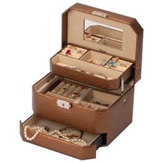 Шкатулка из искусственной кожи IsmatDecor автомат, S-502B-4 золотистый