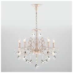 Подвесная люстра с хрусталем Eurosvet 3113/5 белый с золотом/прозрачный хрусталь Strotskis