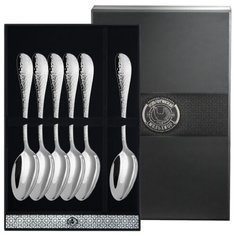 Набор чайной ложки Кольчугинский мельхиор "Капелька" кованная (6 пр) посеребренный