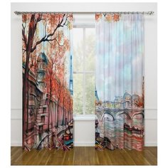 Комплект Фотошторы габардин, СИРЕНЬ, Париж, 145х260см, 2шт