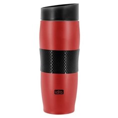 Термокружка LARA Red 380мл, двойные стенки, вакуум, сталь/силикон