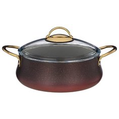 Сотейник Agness Серия Vulcano 2,9 л/24х8 см, с антипригарным покрытием Granite, Pfoa Free (953-028)