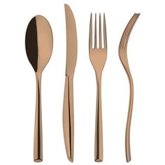 Zeta Copper - Набор столовых приборов, 24 предмета на 6 персон, нержавеющая сталь, медное покрытие, толщина 5 мм, в коробке, Broggi