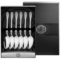 Набор чайной ложки Кольчугинский мельхиор "Праздничный" (6пр) посеребренный с чернью