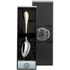 Ложка чайная посеребренная с позолотой "Капелька" в футляре Кольчугинский мельхиор