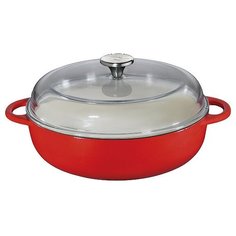 Сотейник со стеклянной крышкой, KÜCHENPROFI d-29 см, h-7,5 см, 3,9 л, красный, чугун Kuchenprofi