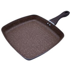 Сковорода-гриль с антипригарным покрытием MARMA, шоколадный мрамор, 28х40х5 см, MARMA MM-PAN-11