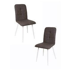 Комплект кухонных стульев (2 шт.), СтолБери, Пежо, кожзам серый, металлокаркас белый матовый