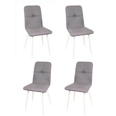 Комплект кухонных стульев (4 шт.), СтолБери, Пури, ткань Эко-1 тёмно-серая, металлокаркас белый матовый