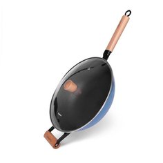 Сковорода-вок Fissman SEAGREEN 30x8,4см / 4л. со стеклянной крышкой (эмалированный чугун) (4010)