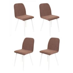 Комплект кухонных стульев (4 шт.), СтолБери, Томи, велюр коричневый, металлокаркас белый матовый