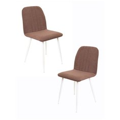 Комплект кухонных стульев (2 шт.), СтолБери, Томи, велюр коричневый, металлокаркас белый матовый