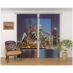 Фототюль "Сидней", 145*260 2 шт. Сирень