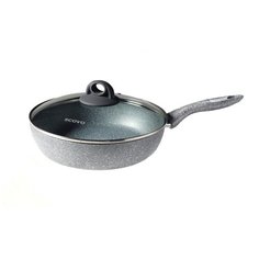 Сотейник Scovo Stone Pan 24 см, стеклянная крышка, антипригарное покрытие