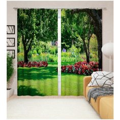 Фотошторы блэкаут "Старинный сад", 145*260 см, 2 шт. Сирень