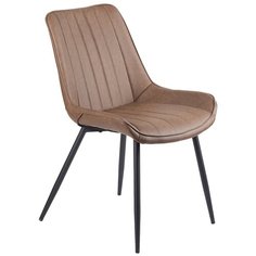 Стул LORA KARLSBACH из экокожи коричневого цвета, на черных ножках 65*55*86 см