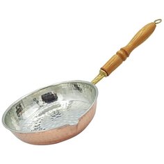 Медная сковорода ручной работы с деревянной ручкой, 14 см, MARMA MM-PAN-18