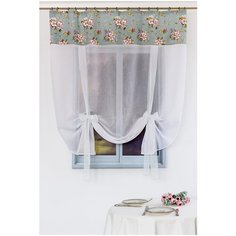 Тюль-экран Византия "Усадьба.Яблоня", серо-голубой, 150х175 см