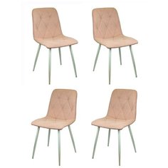 Комплект кухонных стульев (4 шт.), СтолБери, Ричи, велюр розовый, металлокаркас белый матовый
