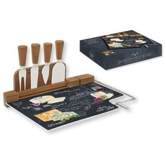 Набор для сыра: разделочная доска (стекло) + 4 ножа Мир сыров Easy Life R2S810_WOCH-AL