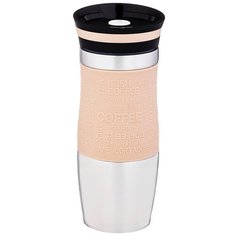 Термокружка Agness 709, 0.38 л стальной/бежевый