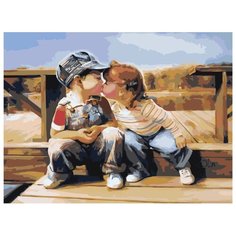 Картина по номерам Живопись по Номерам "Детский поцелуй", 30x40 см