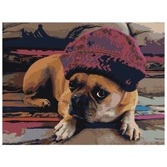 Картина по номерам Живопись по Номерам "Собака в шапке", 30x40 см