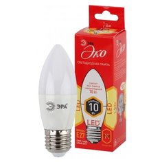 Лампа светодиодная ЭРА ECO LED B35-10W-827-E27 (диод, свеча, 10Вт, тепл, E27) ERA