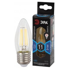 Лампа светодиодная ЭРА F-LED B35-11w-840-E27 (филамент, свеча, 11Вт, нейтр, E27) ERA