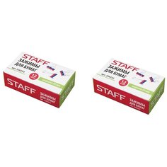 Зажимы для бумаг STAFF, КОМПЛЕКТ 12 шт., 25 мм, на 100 листов, "Триколор", картонная коробка, 226252 (2 набора) 226252-2