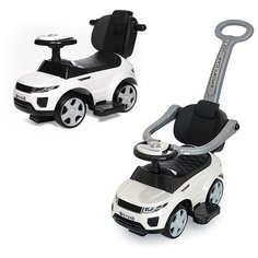 Каталка-пушкар с родительской ручкой, со светом и звуком, белая Best Like