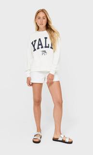 Stradivarius Толстовка С Надписью Yale Цвет Небеленого Полотна L