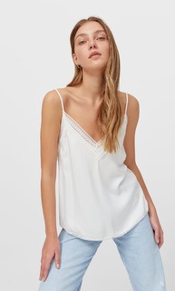 Stradivarius Топ В Бельевом Стиле Цвет Небеленого Полотна S
