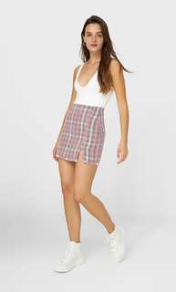 Stradivarius Юбка В Клетку В Стиле 90-Х Ярко-Розовый 40