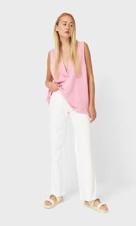Stradivarius Жилет Из Мягкой Ткани Ярко-Розовый Xs