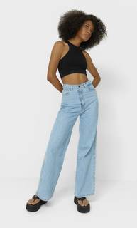 Stradivarius Бесшовный Топ С Горловиной Халтер Черный L
