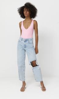 Stradivarius Боди Из Полиамида С V-Образным Вырезом Ярко-Розовый L