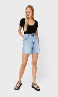 Stradivarius Футболка С Коротким Рукавом И Отделкой Кружевом Черный S