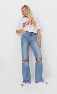Stradivarius Укороченная Футболка В Стиле Oversize Белый L