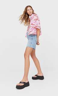 Stradivarius Рубашка С Короткими Рукавами Цвет Темной Фуксии S