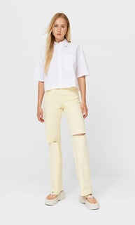 Stradivarius Рубашка С Короткими Рукавами Белый S